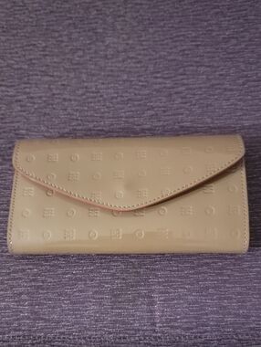 Arcadia Beige Patent Envelope Clutch Wallet